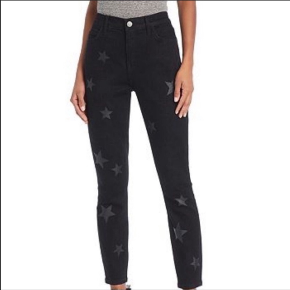 Current/Elliot High Waist Black Star Print Jeans Size 25 NEW